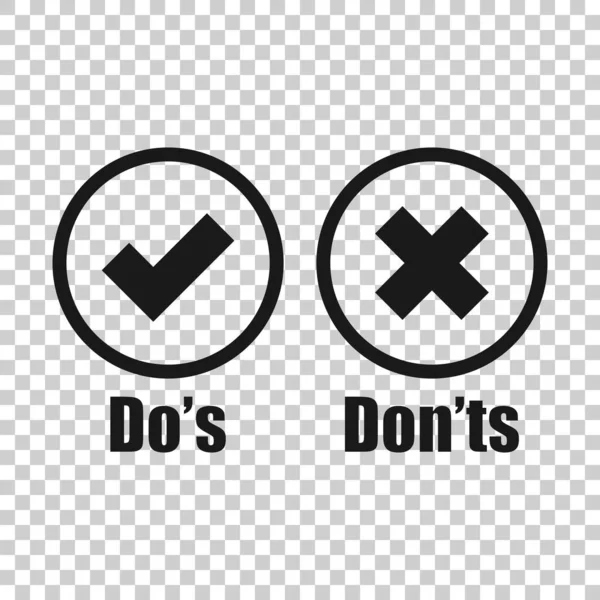Do 's and don' t sign icon in transparent style. В отличие от Века — стоковый вектор