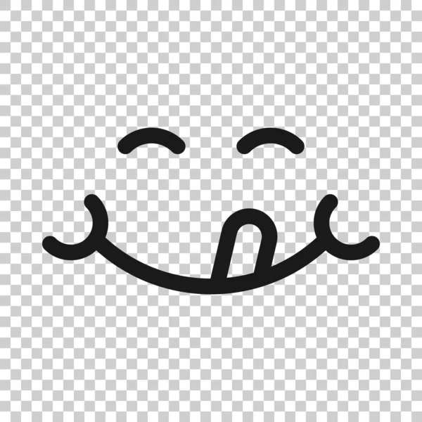 Ícone de rosto de sorriso em estilo transparente. Emoticon língua vetor doente — Vetor de Stock