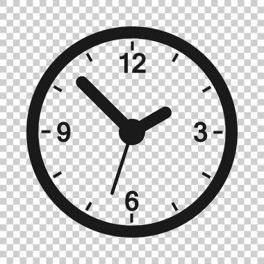 Saat işareti simgesi saydam stilde. İzole arka planda zaman yönetimi vektör çizimi. Zamanlayıcı iş konsepti.