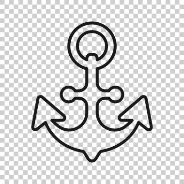 Şeffaf stilde tekne çapa işareti simgesi. İzole arka plan üzerinde deniz ekipman vektör illüstrasyon. Deniz güvenliği iş konsepti.