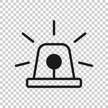 Şeffaf tarzda acil siren simgesi. İzole arka planda polis alarm vektör illüstrasyon. Tıbbi uyarı iş konsepti.