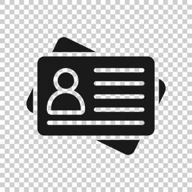 Saydam stilde kimlik kartı simgesi. Yalıtılmış arka planda kimlik etiketi vektör çizimi. Sürücü belgesi iş konsepti.