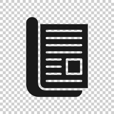 Şeffaf stilde dergi sayfa simgesi. İzole arka planda haber vektör illüstrasyon. Broşür iş konsepti.