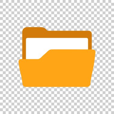 Saydam stilde dosya klasörü simgesi. Yalıtılmış arka planda belge arşivi vektör çizimi. Depolama iş konsepti.