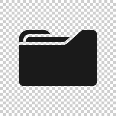 Saydam stilde dosya klasörü simgesi. Yalıtılmış arka planda belge arşivi vektör çizimi. Depolama iş konsepti.