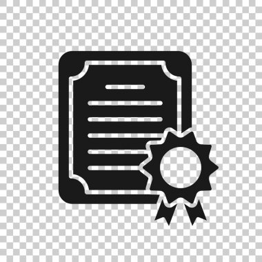 Saydam stilde sertifika simgesi. İzole arka planda lisans rozeti vektör çizimi. Kazanan madalya iş konsepti.