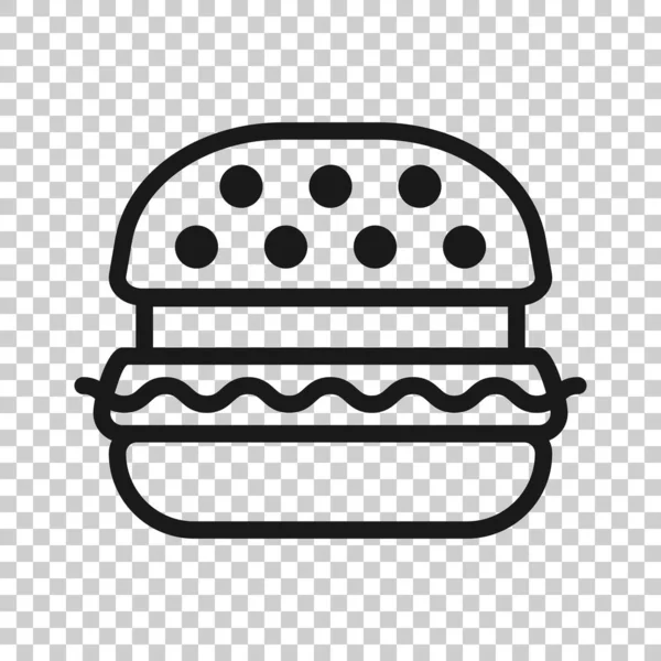 Icono de signo de hamburguesa en estilo transparente. Hamburguesa vector ilustración sobre fondo aislado. concepto de negocio hamburguesa de queso . — Archivo Imágenes Vectoriales