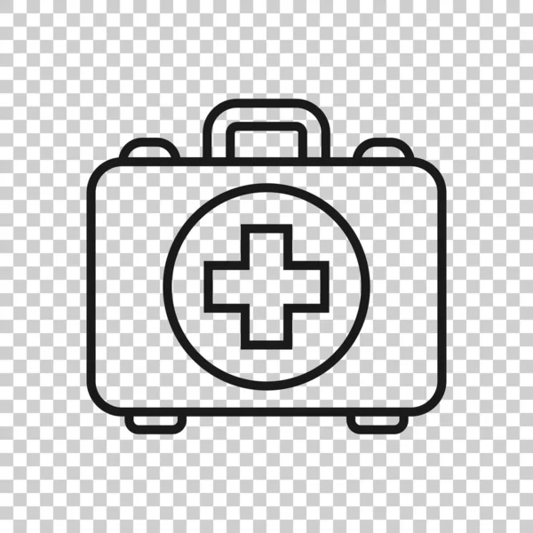 EHBO-kit pictogram in transparante stijl. Gezondheid, Help en medische diagnostiek vector illustratie op geïsoleerde achtergrond. Doctor Bag business concept. — Stockvector