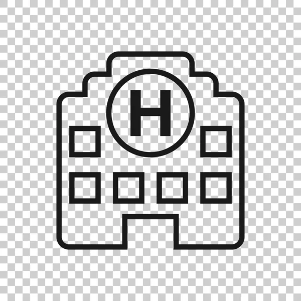 Icono del edificio del hospital en estilo transparente. Ilustración vectorial de enfermería sobre fondo aislado. Concepto de negocio ambulancia médica . — Vector de stock