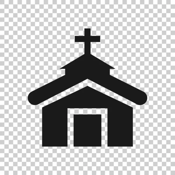 Церковная икона в прозрачном стиле. Векторная иллюстрация часовни на изолированном фоне. Концепция религиозного строительства . — стоковый вектор