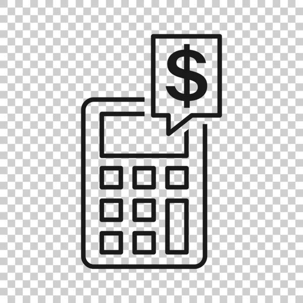 Ikona kalkulace peněz v transparentním stylu. Ukázka rozpočtového bankovního vektoru na izolovaném pozadí. Obchodní koncepce finančních plateb. — Stockový vektor