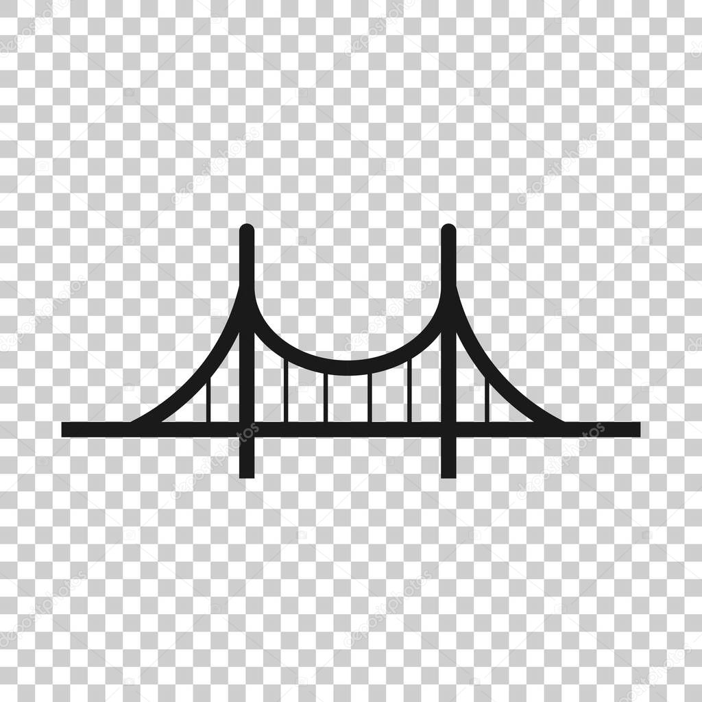 Bridge sign icon in transparent style. Drawbridge vector illustration on isolated background. Road business concept.