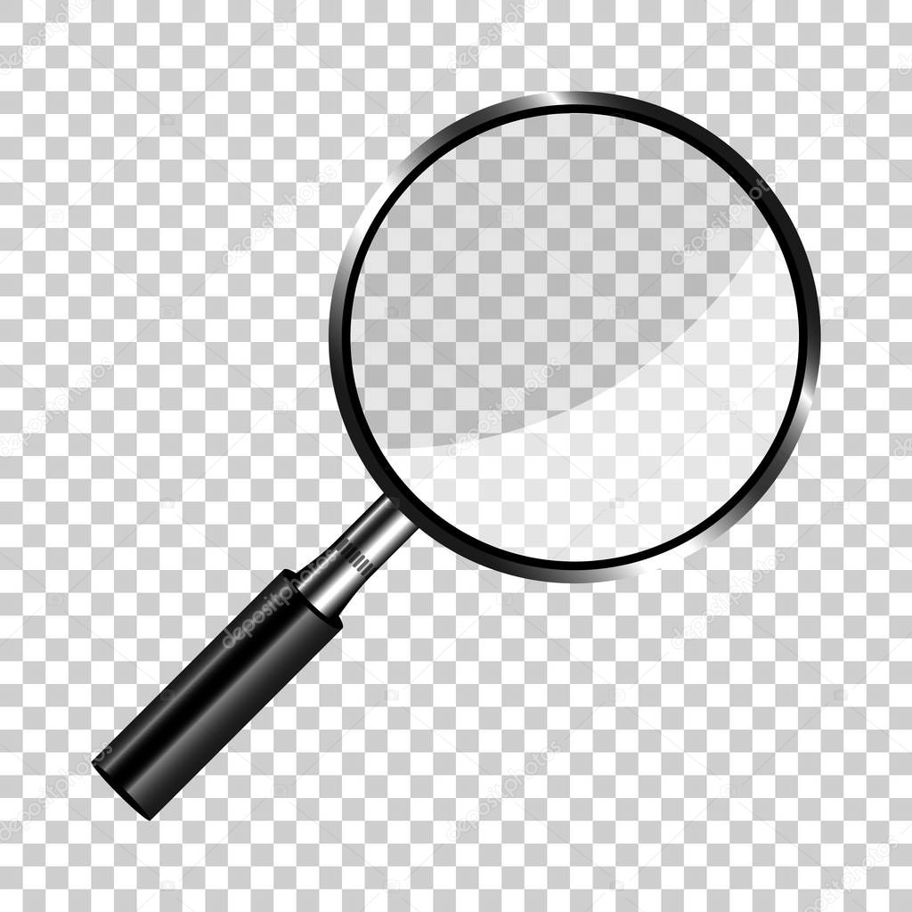 Realistic loupe sign icon in transparent style. Magnifier vector illustration on isolated background. Search business concept.