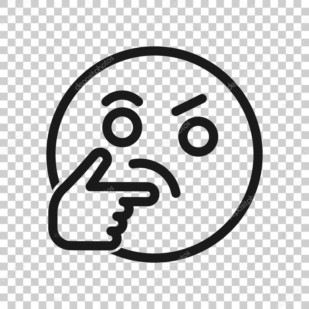 Thinking face icon in transparent style. Smile emoticon vector illustration on isolated background. Character business concept.