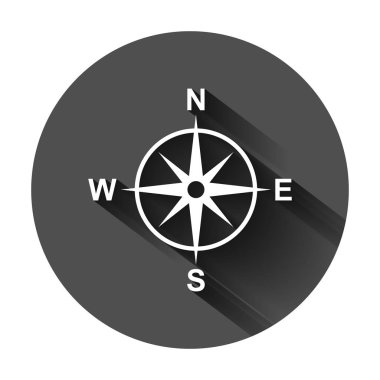 Genel gezinti simgesini düz stil. Pusula gps illustr vektör