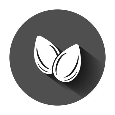 Düz tarzda badem simgesi. Siyah rou üzerinde Fasulye vektör illüstrasyon