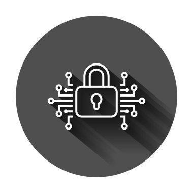 Siber Güvenlik simgesinde düz stil. Asma kilit kilitli vektör illustr