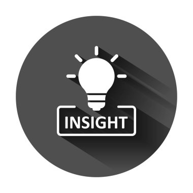 Düz stilde insight simgesi. Siyah ro ampul vektör illüstrasyon