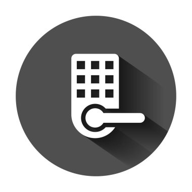 Düz tarzda kablosuz kapı kilit işareti simgesi. Akıllı ev vektör il