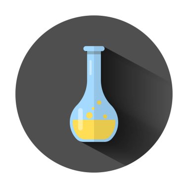 Düz tarzda Kimya kadehler işareti simgesi. Flask test tüpü sevmek