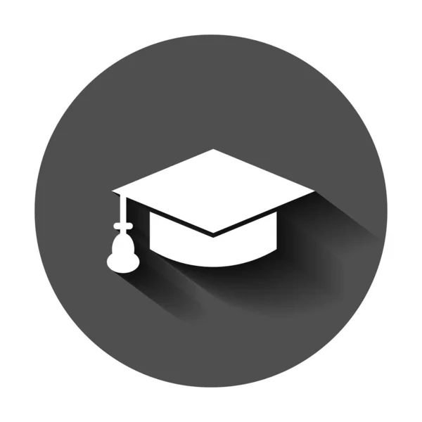 Ícone de boné de graduação em estilo plano. Educação chapéu vetor illustra —  Vetores de Stock