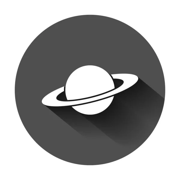 Icono de Saturno en estilo plano. Planeta vector ilustración en negro r — Vector de stock