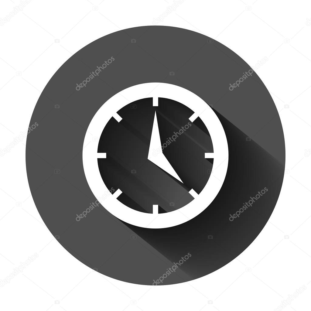 Real time icon in flat style. Clock vector illustration on black