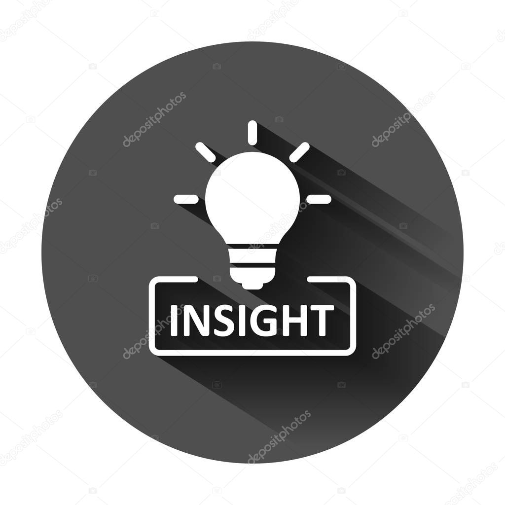 Insight icon in flat style. Bulb vector illustration on black ro