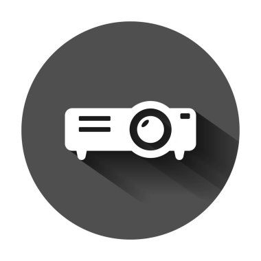 Video projektör işareti simgesi düz tarzda. Sinema sunum dev