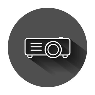 Video projektör işareti simgesi düz tarzda. Sinema sunum dev