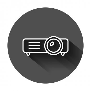 Video projektör işareti simgesi düz tarzda. Sinema sunum dev