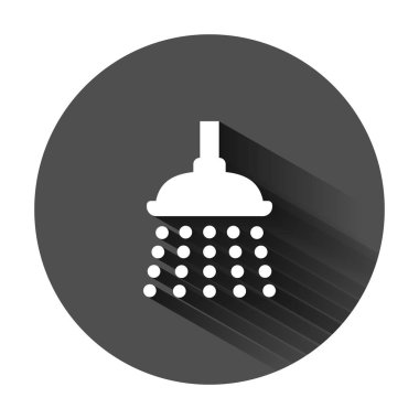 Düz tarzda duş işareti simgesi. Banyo su cihazı vektör hasta