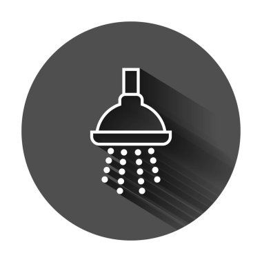 Düz tarzda duş işareti simgesi. Banyo su cihazı vektör hasta