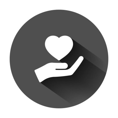 Düz tarzda kalp bakımı simgesi. Bl üzerinde Charity vektör illüstrasyon