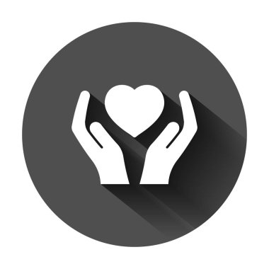 Düz tarzda kalp bakımı simgesi. Bl üzerinde Charity vektör illüstrasyon