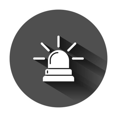 Düz tarzda acil siren simgesi. Polis alarm vektör illustra