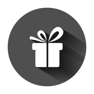 Düz tarzda hediye kutusu simgesi. Paket vektör çizimini sun