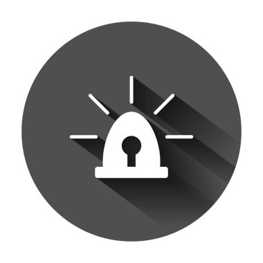 Düz tarzda acil siren simgesi. Polis alarm vektör illustra