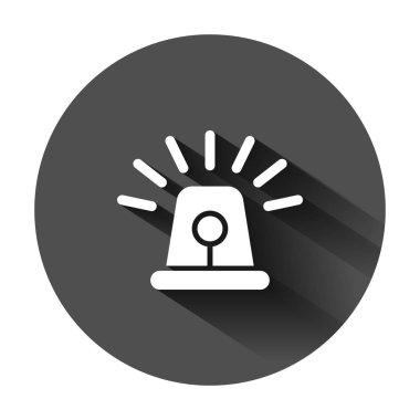 Düz tarzda acil siren simgesi. Polis alarm vektör illustra