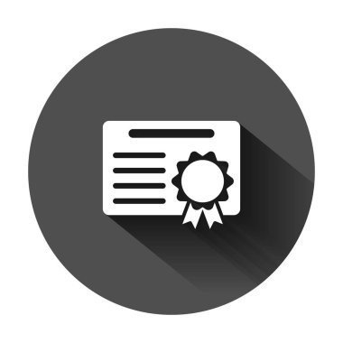 Düz stilde sertifika simgesi. Lisans rozeti vektör illustratio