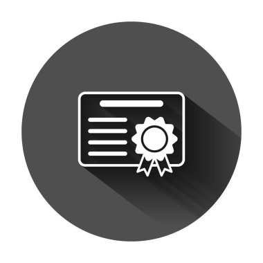 Düz stilde sertifika simgesi. Lisans rozeti vektör illustratio