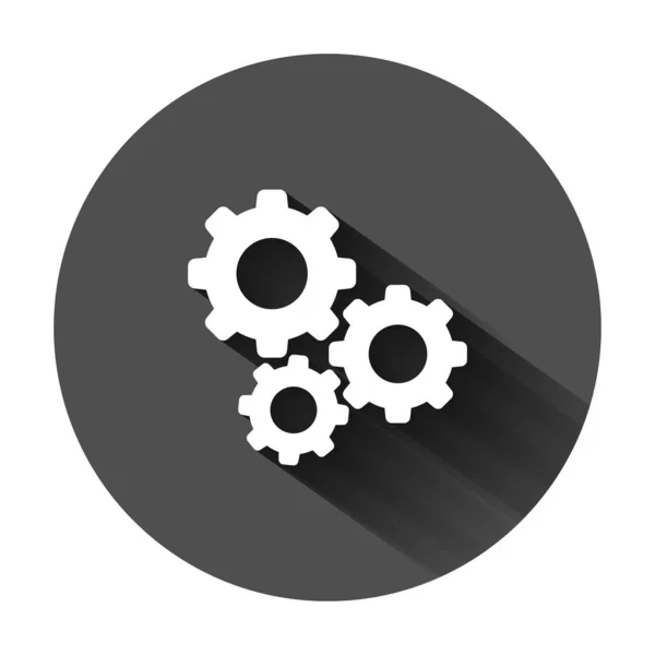 Gear Vector-ikonen i platt stil. Kugghjuls illustration på svart — Stock vektor