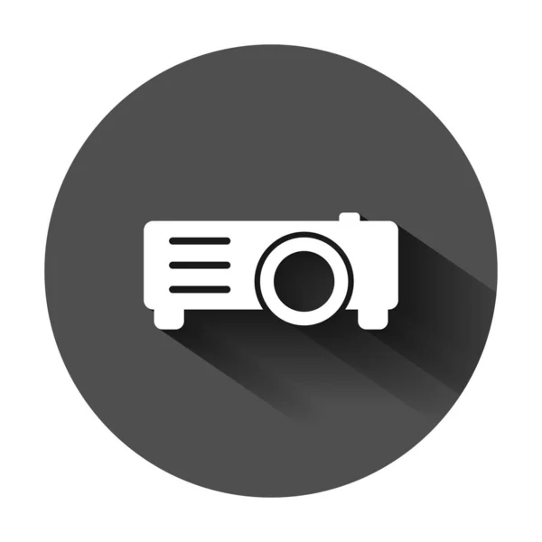 Icono de signo de proyector de vídeo en estilo plano. Presentación de cine dev — Archivo Imágenes Vectoriales