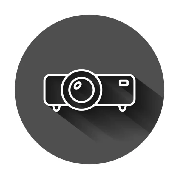 Icono de signo de proyector de vídeo en estilo plano. Presentación de cine dev — Archivo Imágenes Vectoriales