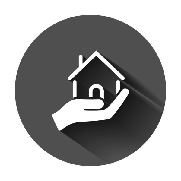 Icona per la cura della casa in stile piatto. Handhold casa vettore illustratio — Vettoriale Stock