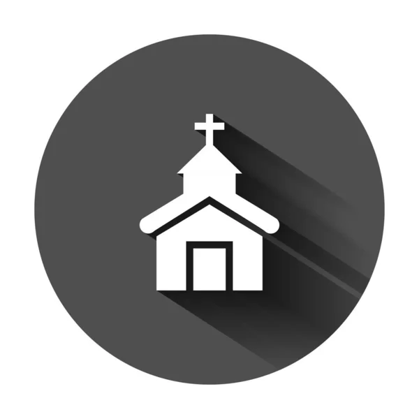 Kerk icoon in platte stijl. Kapel vector illustratie op zwarte r — Stockvector
