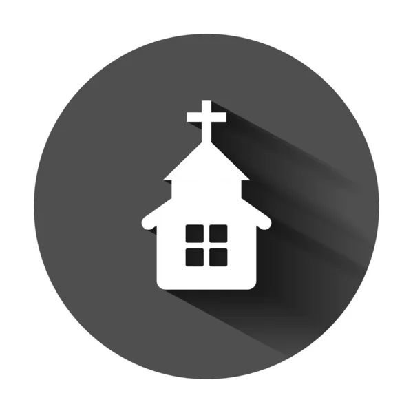 Church icon in flat style. Chapel vector illustration on black r — Stock Vector