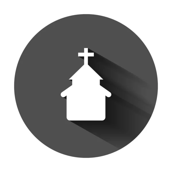 Ikona Kościoła w stylu płaskim. Ilustracja wektor kaplicy na czarnym r — Wektor stockowy