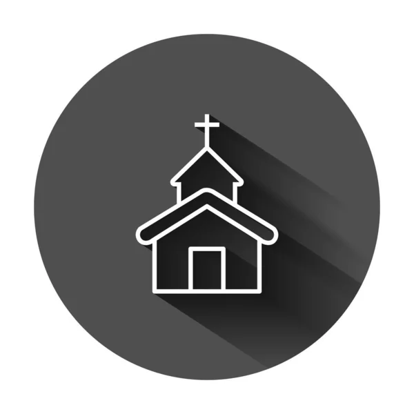 Ikona Kościoła w stylu płaskim. Ilustracja wektor kaplicy na czarnym r — Wektor stockowy