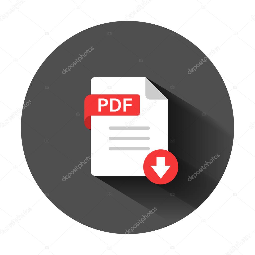Pdf icon in flat style. Document text vector illustration on bla